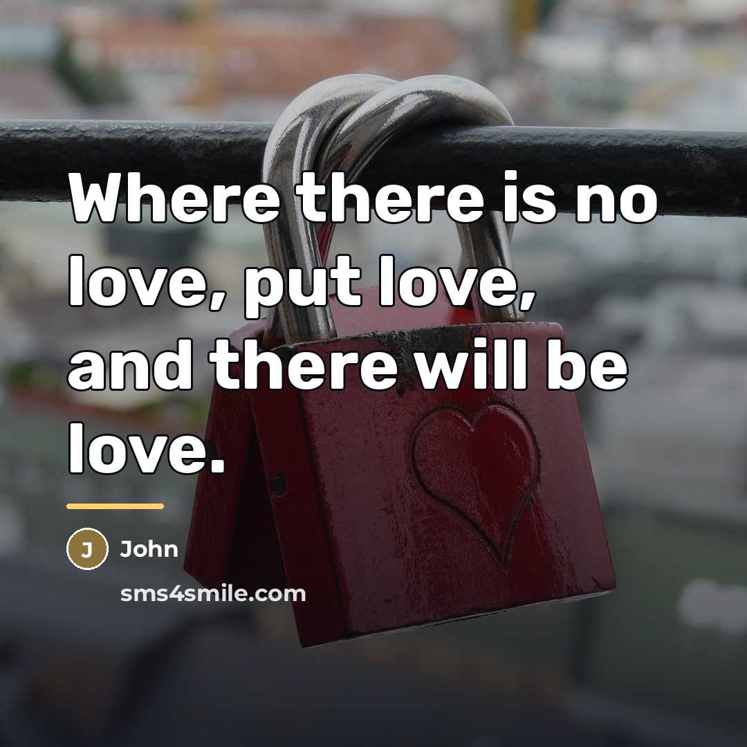 “Where there is no love, put love, and there will…” quote by John