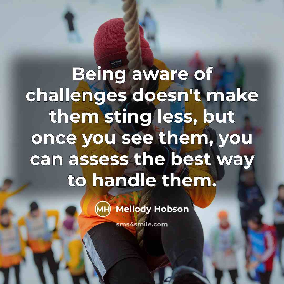 “Being aware of challenges doesn't make them sting less, but…” quote by Mellody Hobson
