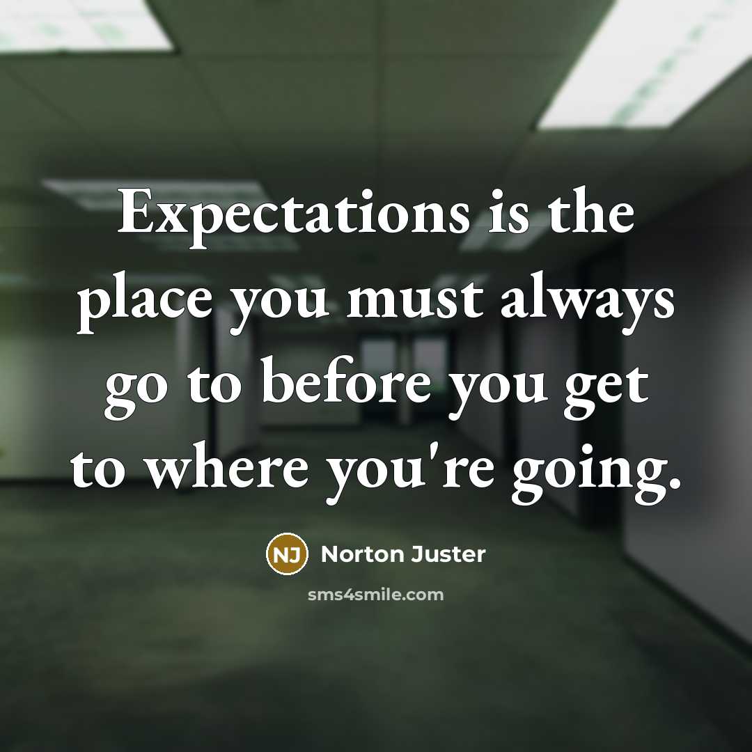 “Expectations is the place you must always go to before…” quote by Norton Juster