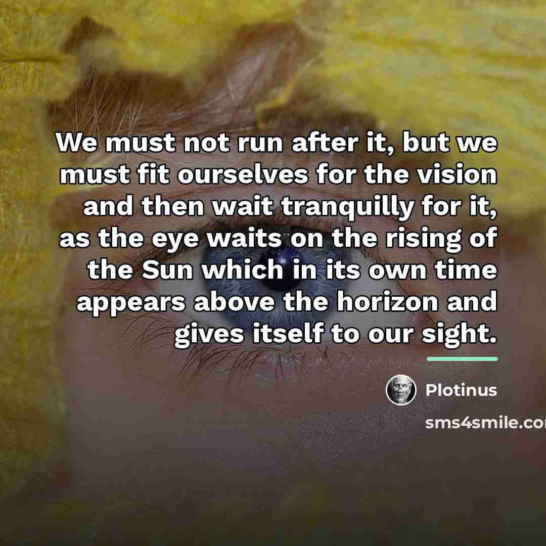 “We must not run after it, but we must fit…” quote by Plotinus