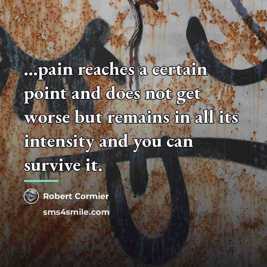 “...pain reaches a certain point and does not get worse…” quote by Robert Cormier