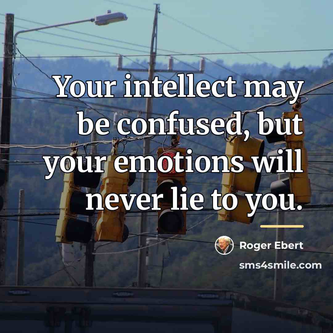 “Your intellect may be confused, but your emotions will never…” quote by Roger Ebert