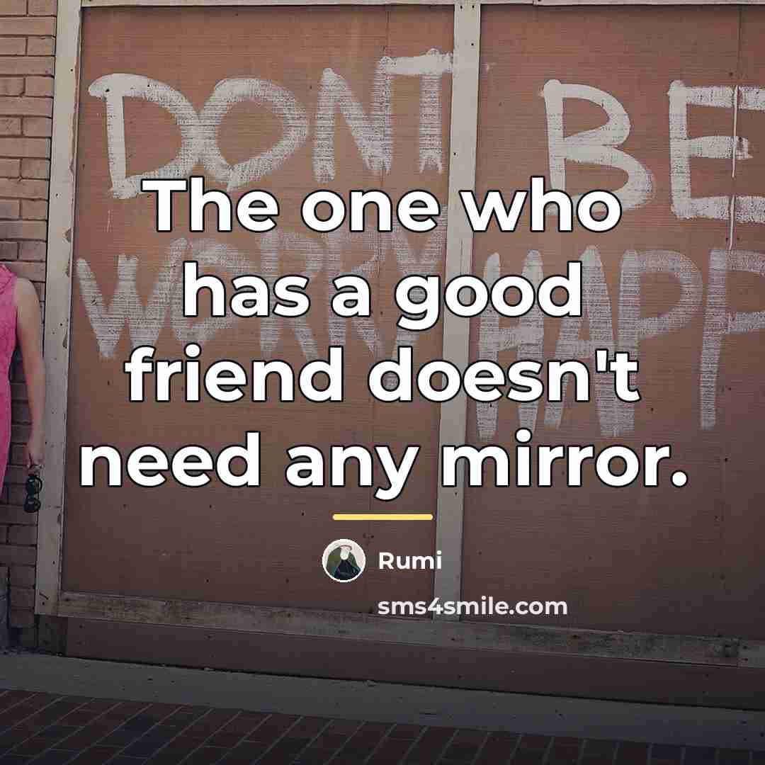 “The one who has a good friend doesn't need any…” quote by Rumi