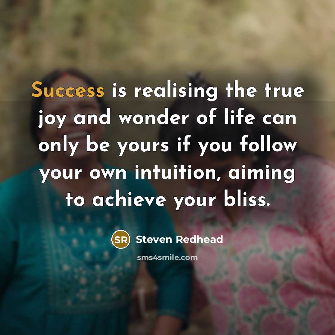 “Success is realising the true joy and wonder of life…” quote by Steven Redhead