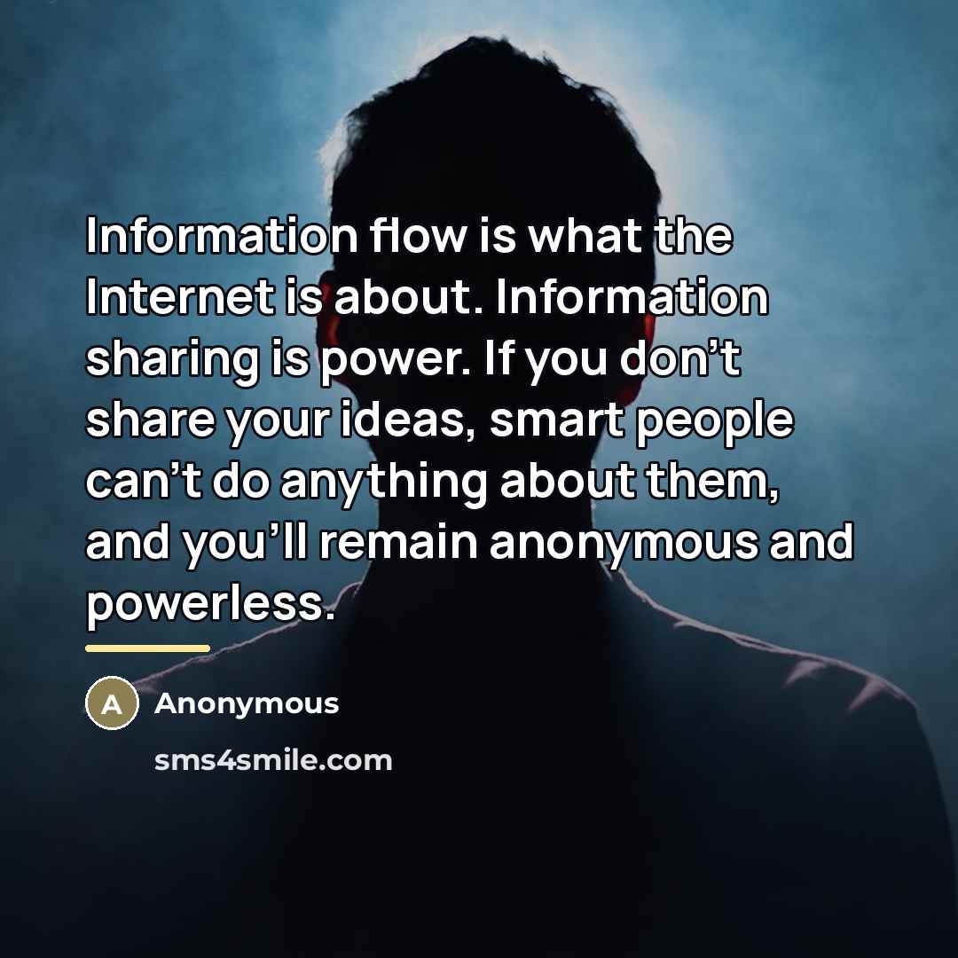 “Information flow is what the Internet is about. Information sharing…” quote by Anonymous