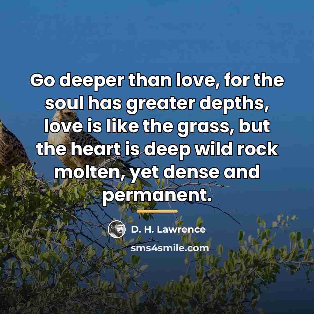 “Go deeper than love, for the soul has greater depths,…” quote by D. H. Lawrence