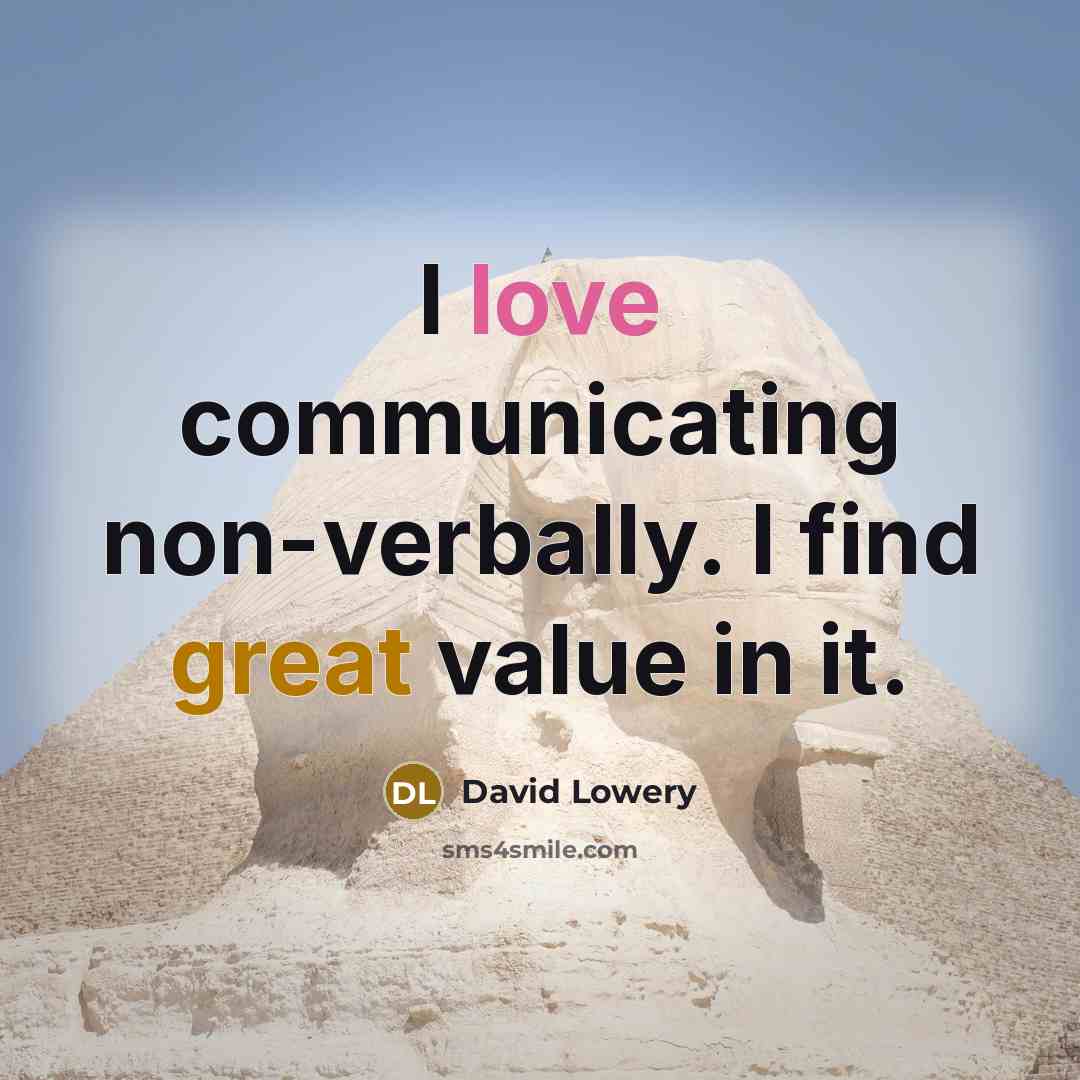 “I love communicating non-verbally. I find great value in it.…” quote by David Lowery