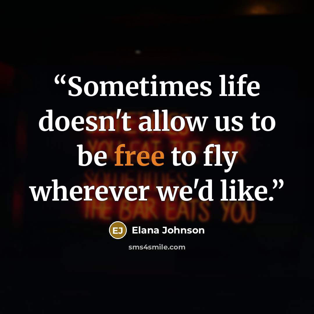 “Sometimes life doesn't allow us to be free to fly wherever we'd like.” quote by Elana Johnson