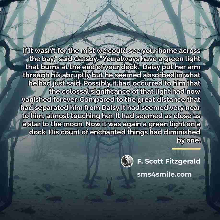 “If it wasn’t for the mist we could see your…” quote by F. Scott Fitzgerald
