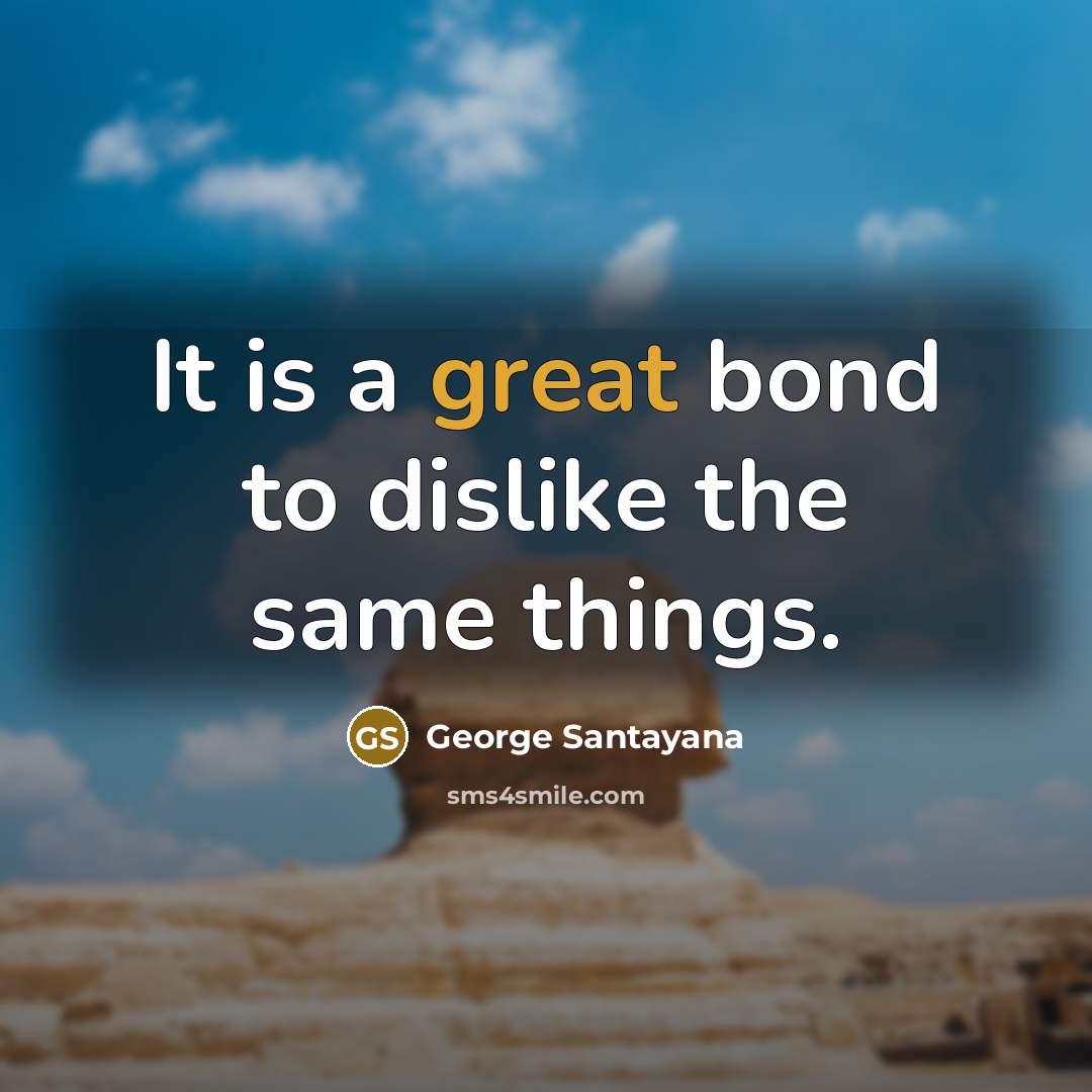 “It is a great bond to dislike the same things.…” quote by George Santayana