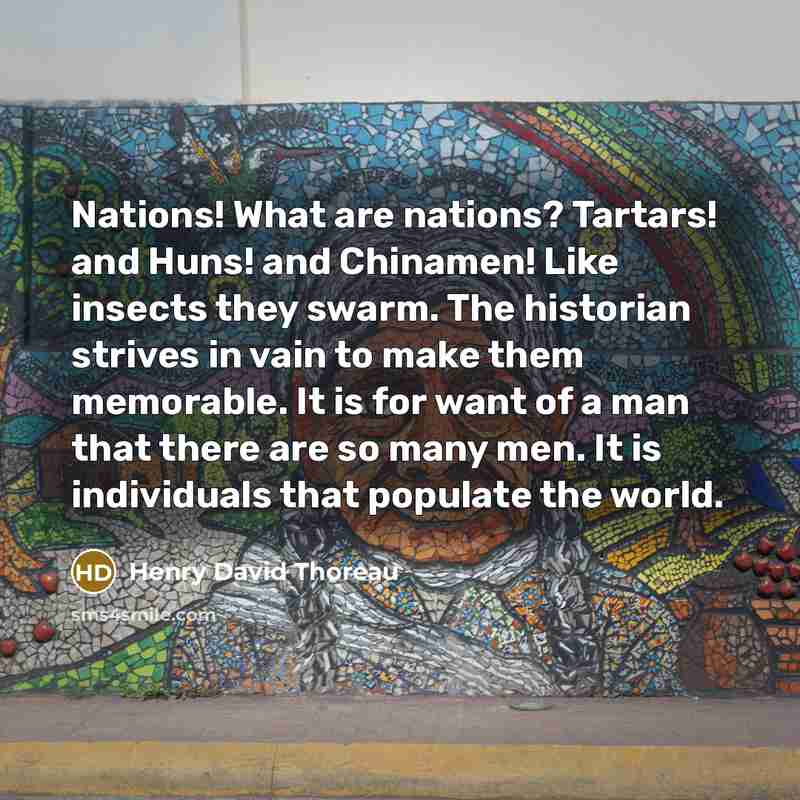 “Nations! What are nations? Tartars! and Huns! and Chinamen! Like…” quote by Henry David Thoreau