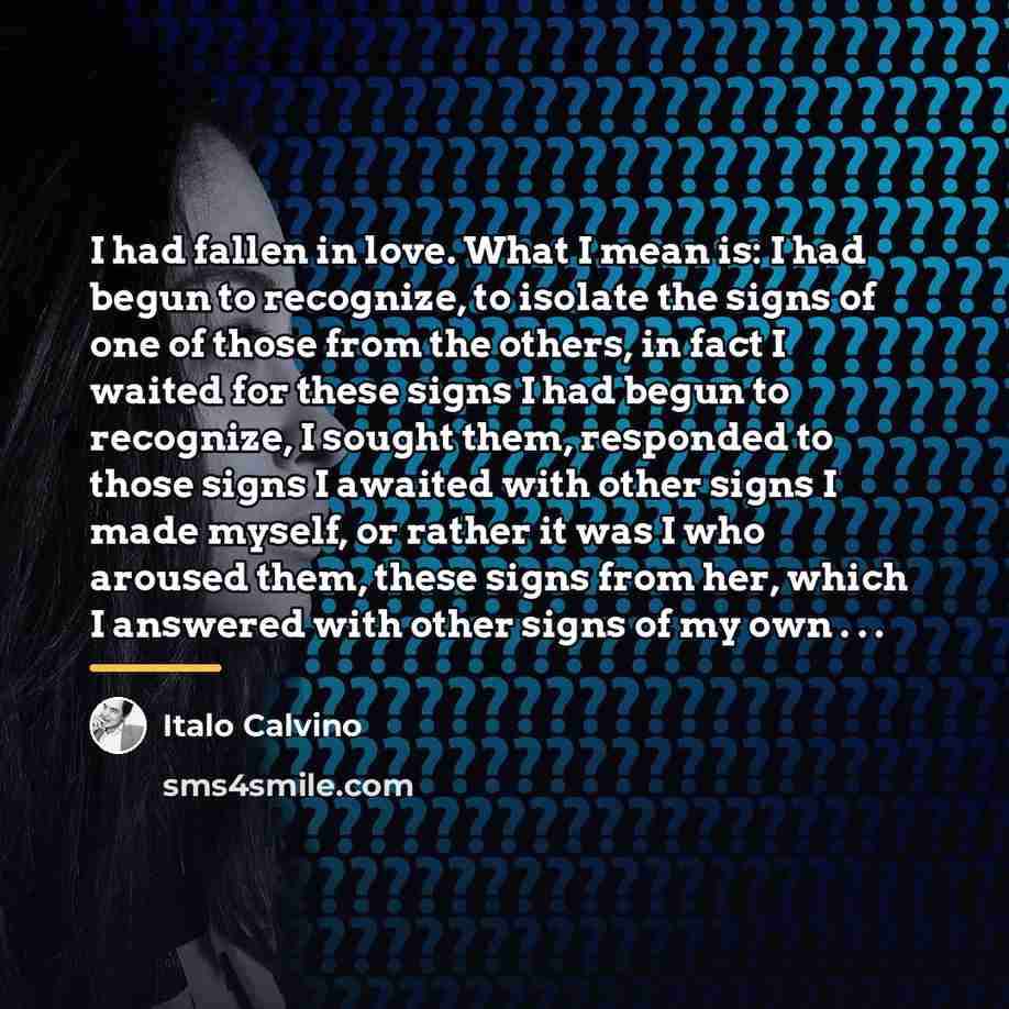 “I had fallen in love. What I mean is: I…” quote by Italo Calvino