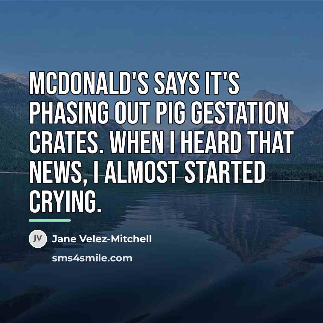 “McDonald's says it's phasing out pig gestation crates. When I…” quote by Jane Velez-Mitchell