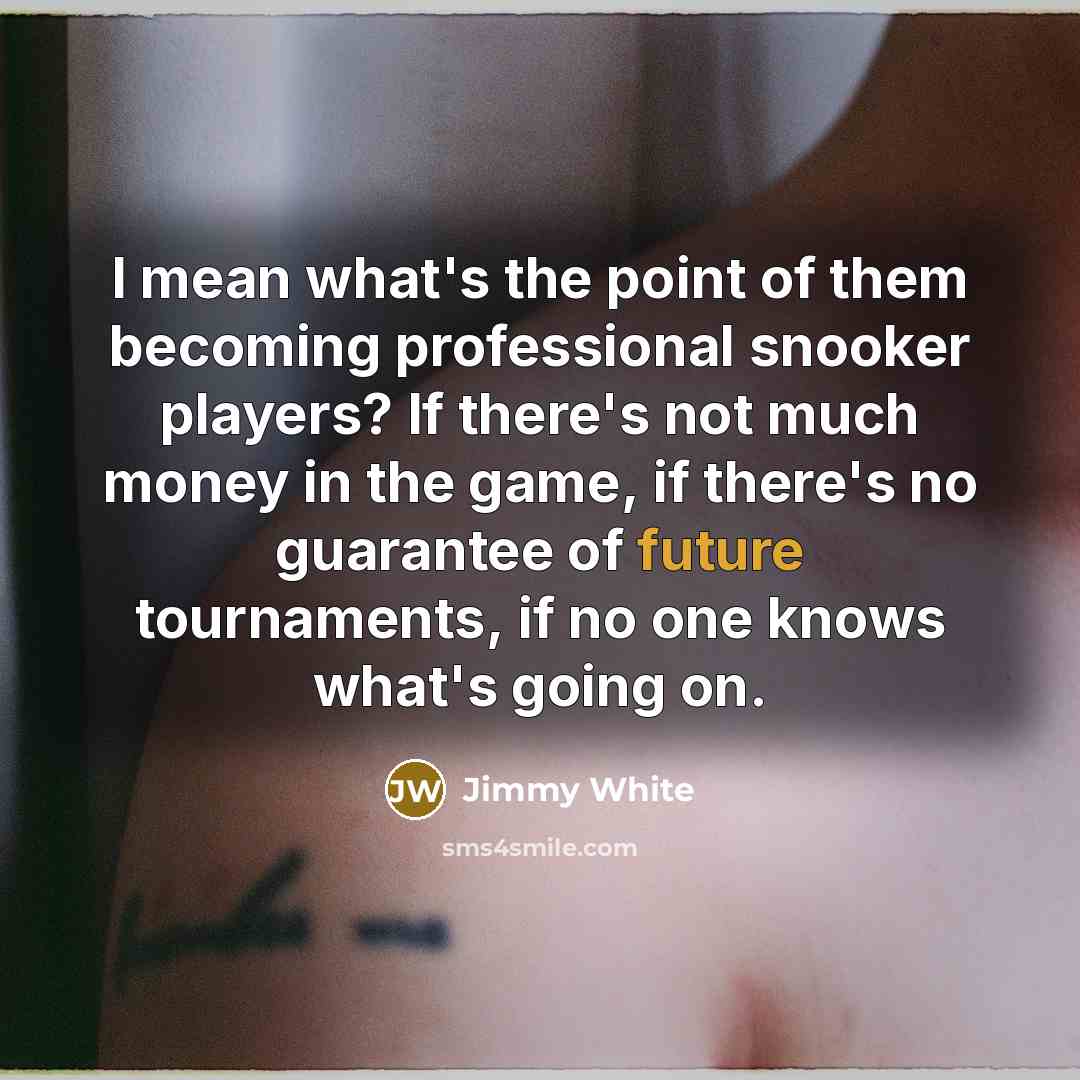 “I mean what's the point of them becoming professional snooker…” quote by Jimmy White