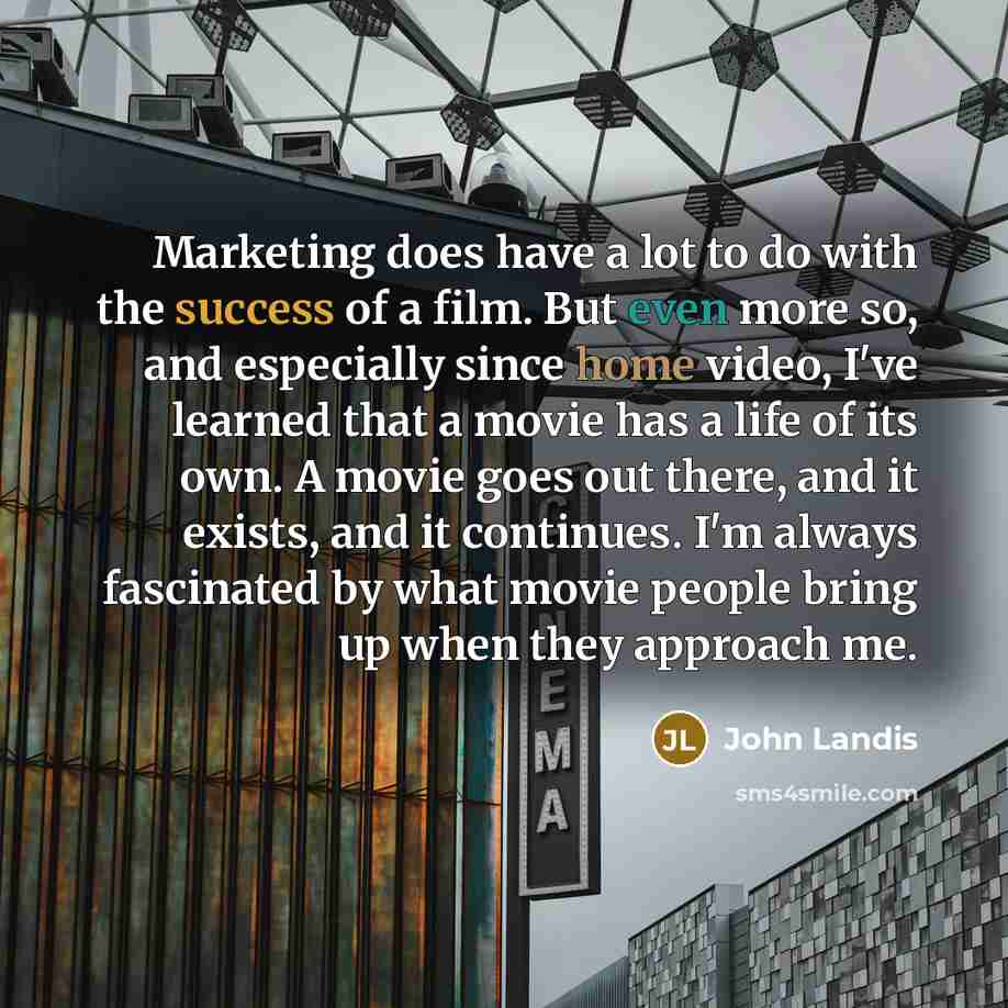 “Marketing does have a lot to do with the success…” quote by John Landis