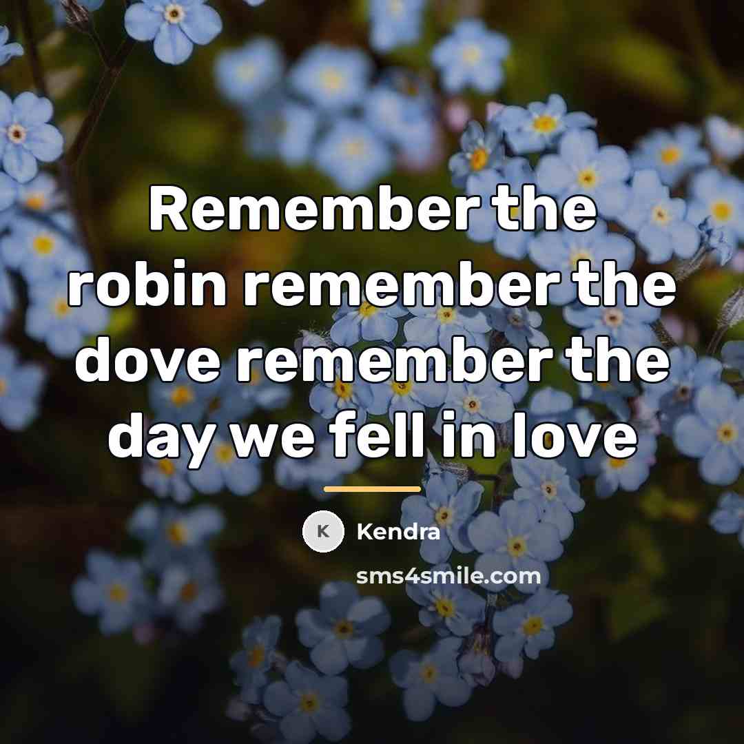 “Remember the robin remember the dove remember the day we…” quote by Kendra