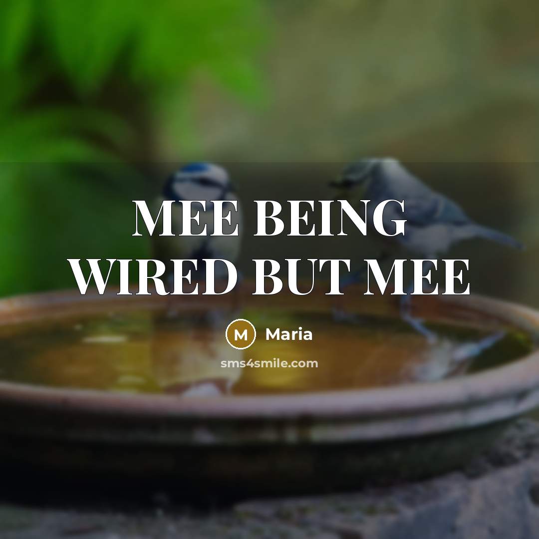 “MEE BEING WIRED BUT MEE” quote by Maria