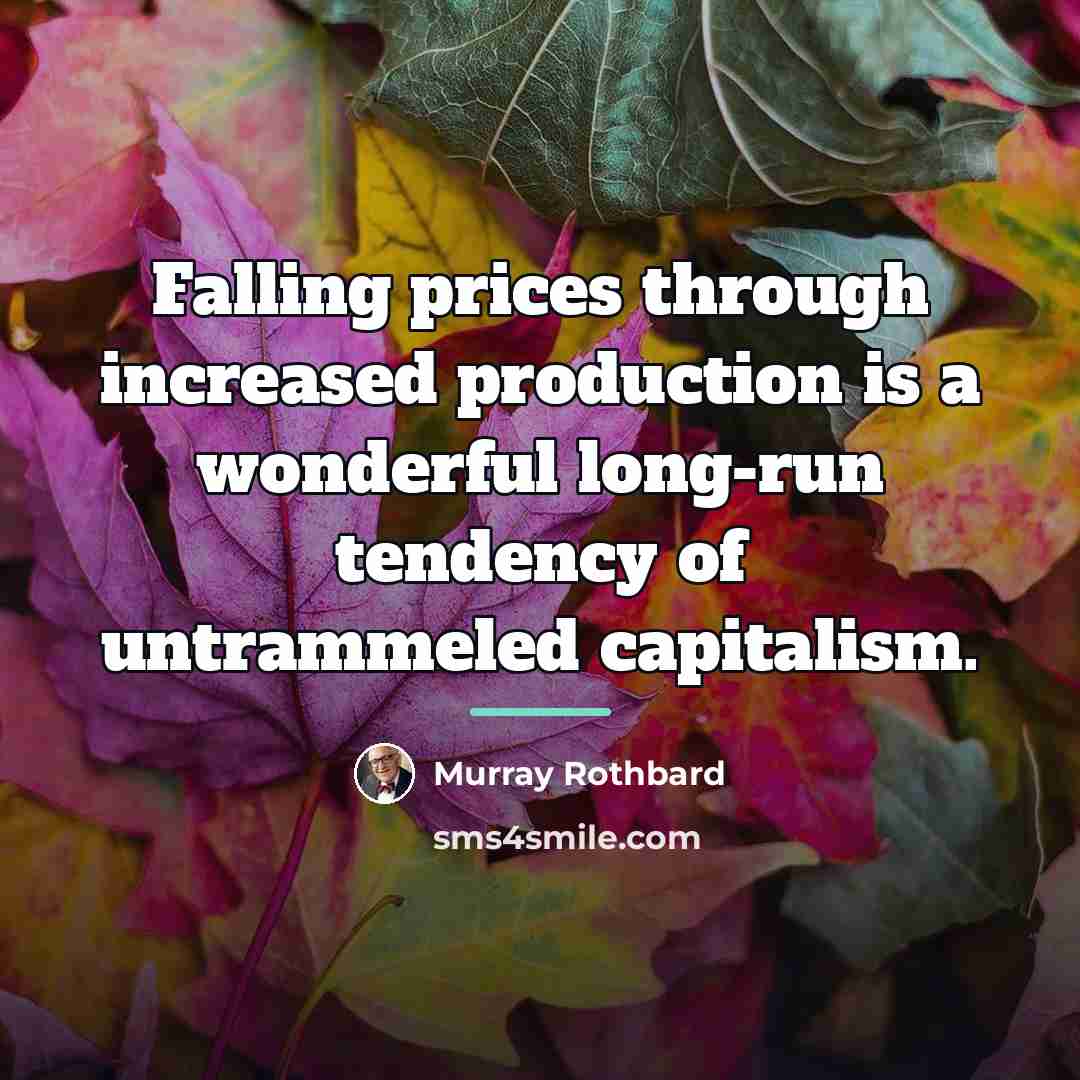 “Falling prices through increased production is a wonderful long-run tendency…” quote by Murray Rothbard