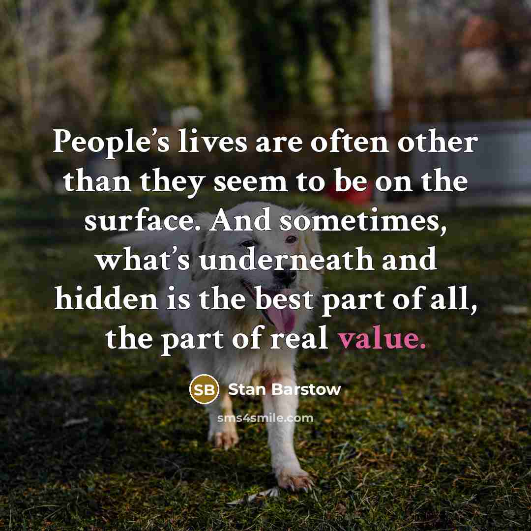 “People’s lives are often other than they seem to be…” quote by Stan Barstow