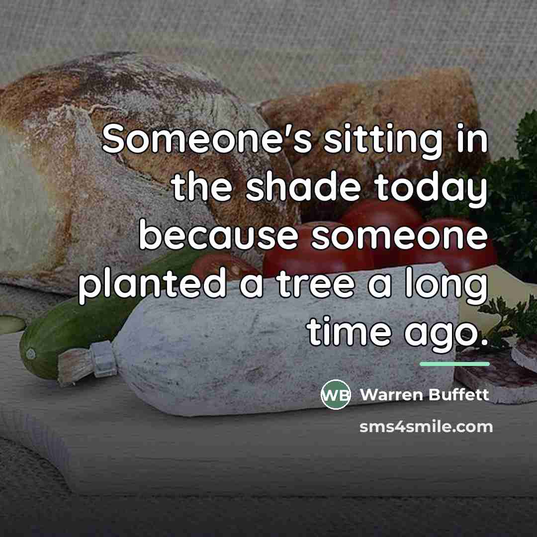 “Someone's sitting in the shade today because someone planted a…” quote by Warren Buffett