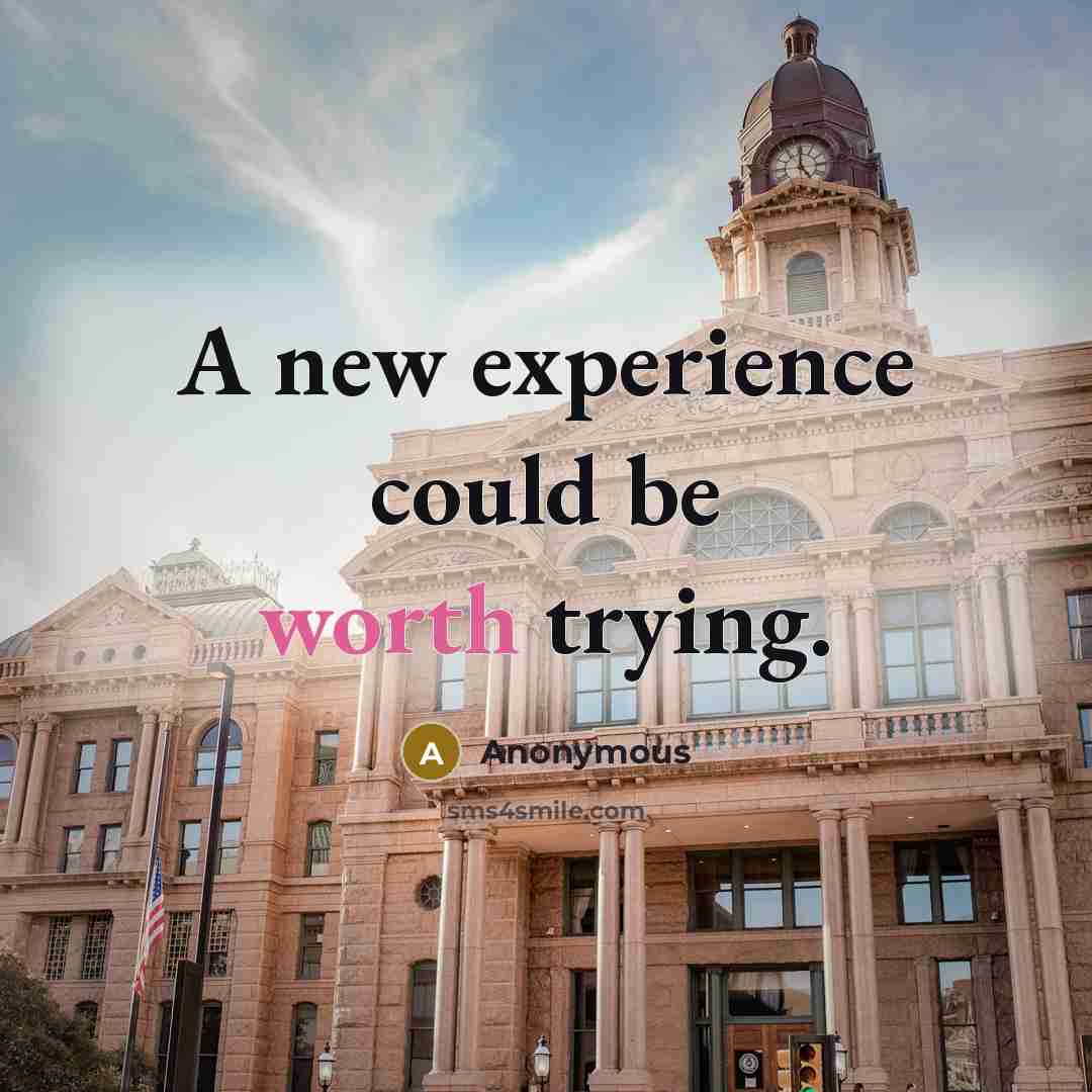 “A new experience could be worth trying.” quote by Anonymous