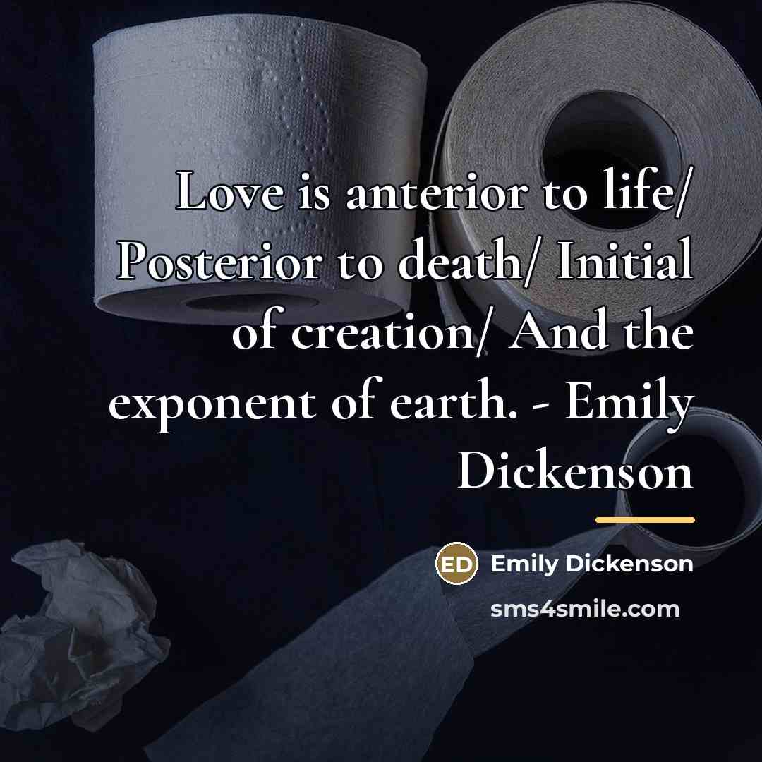“Love is anterior to life/ Posterior to death/ Initial of…” quote by Emily Dickenson