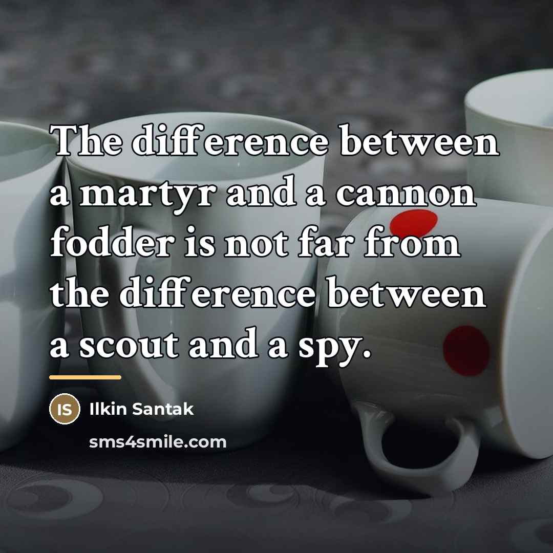 “The difference between a martyr and a cannon fodder is…” quote by Ilkin Santak