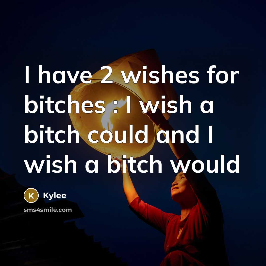 “I have 2 wishes for bitches : I wish a…” quote by Kylee
