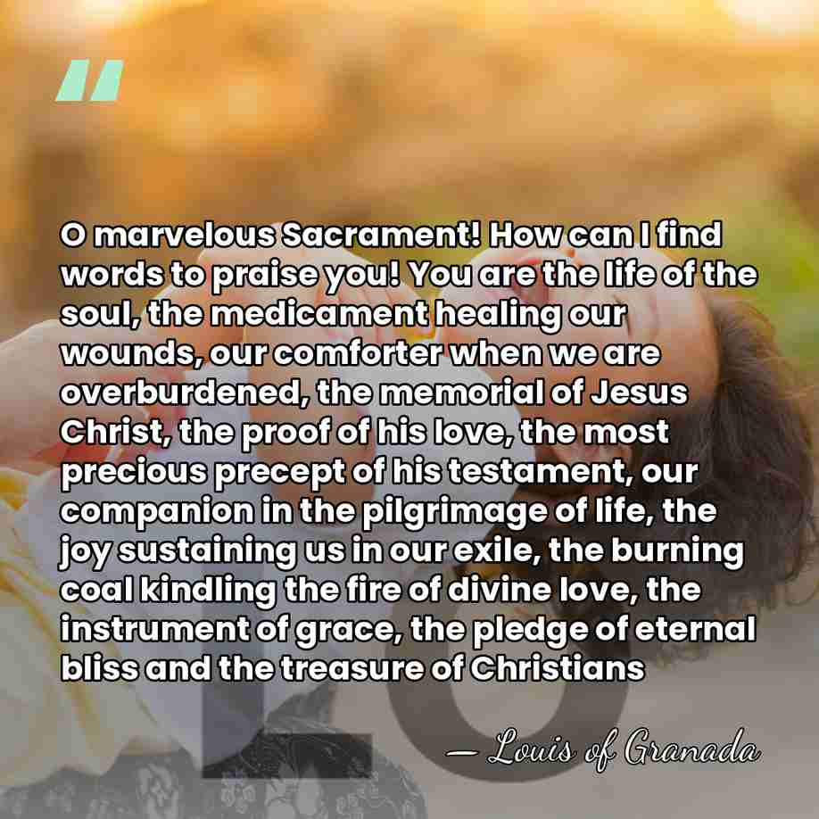 O marvelous Sacrament! How can I find words to praise you! You&hellip; - Louis of Granada