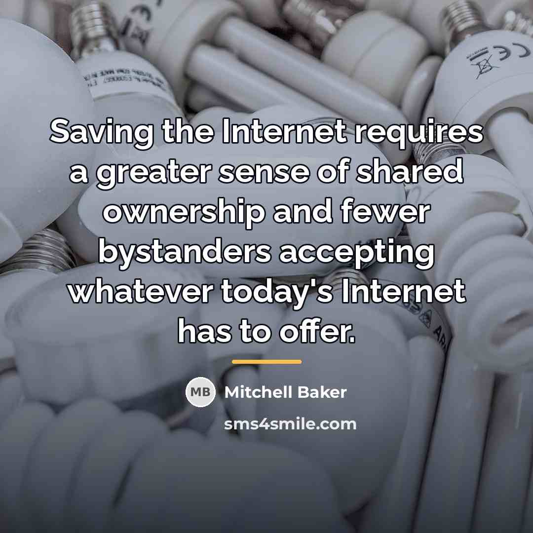“Saving the Internet requires a greater sense of shared ownership…” quote by Mitchell Baker