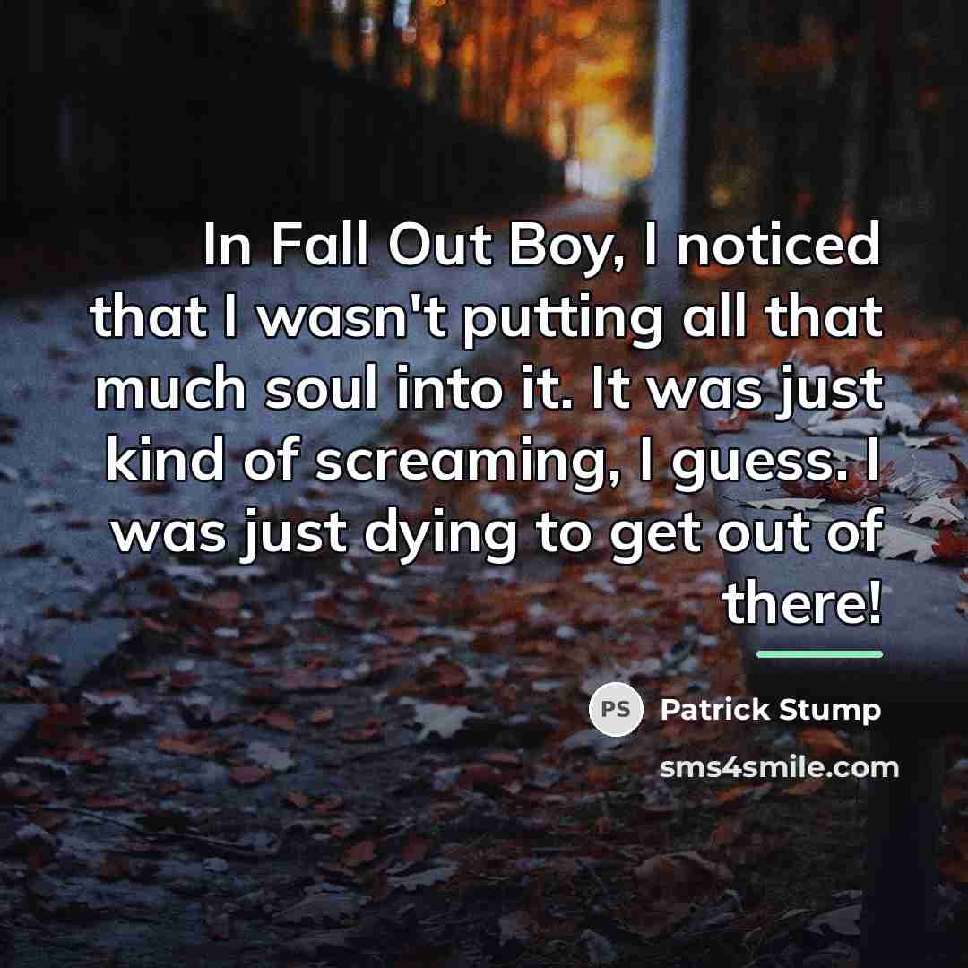 “In Fall Out Boy, I noticed that I wasn't putting…” quote by Patrick Stump