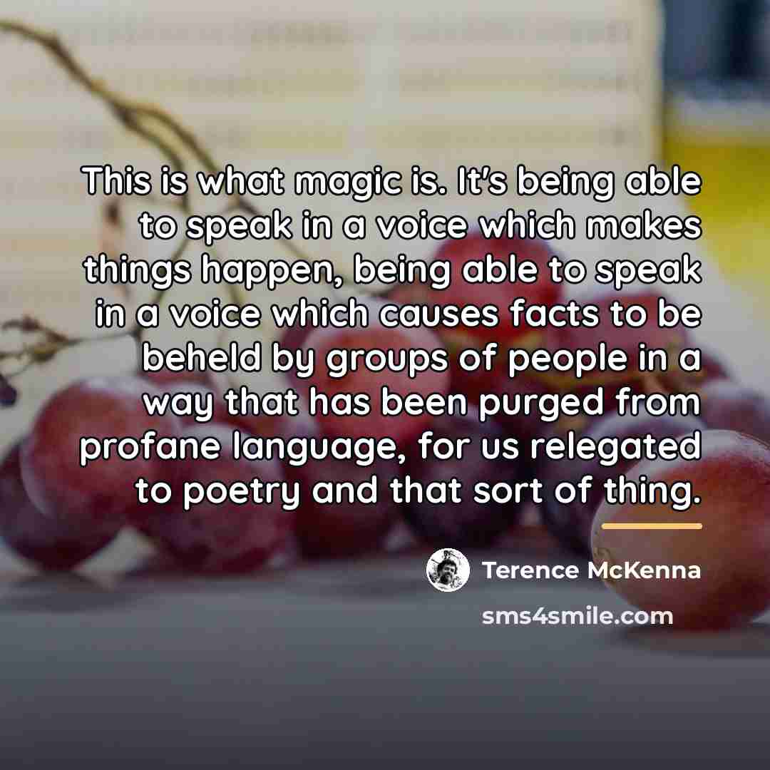 “This is what magic is. It's being able to speak…” quote by Terence McKenna