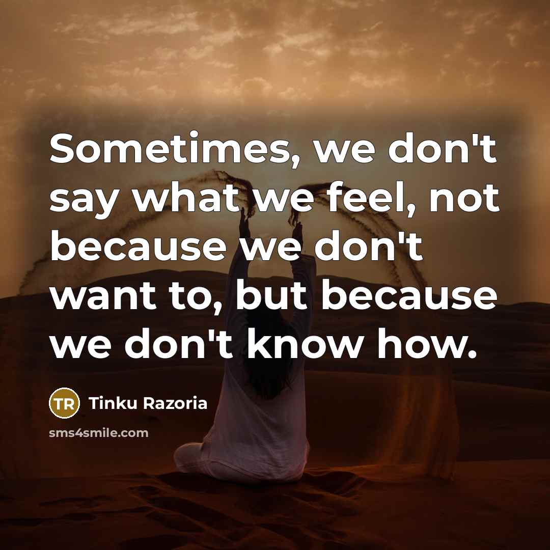 “Sometimes, we don't say what we feel, not because we…” quote by Tinku Razoria