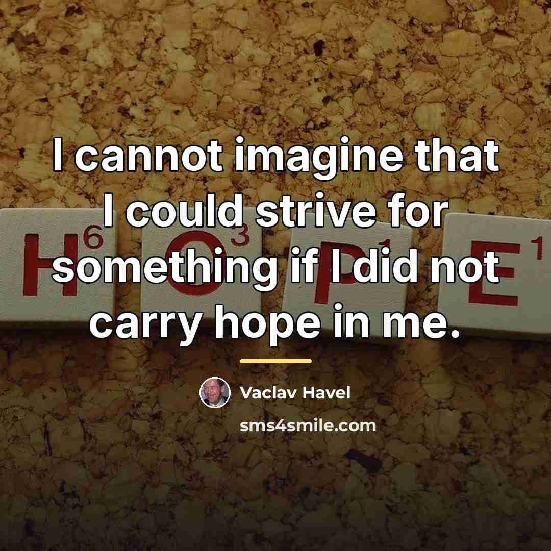 “I cannot imagine that I could strive for something if…” quote by Vaclav Havel