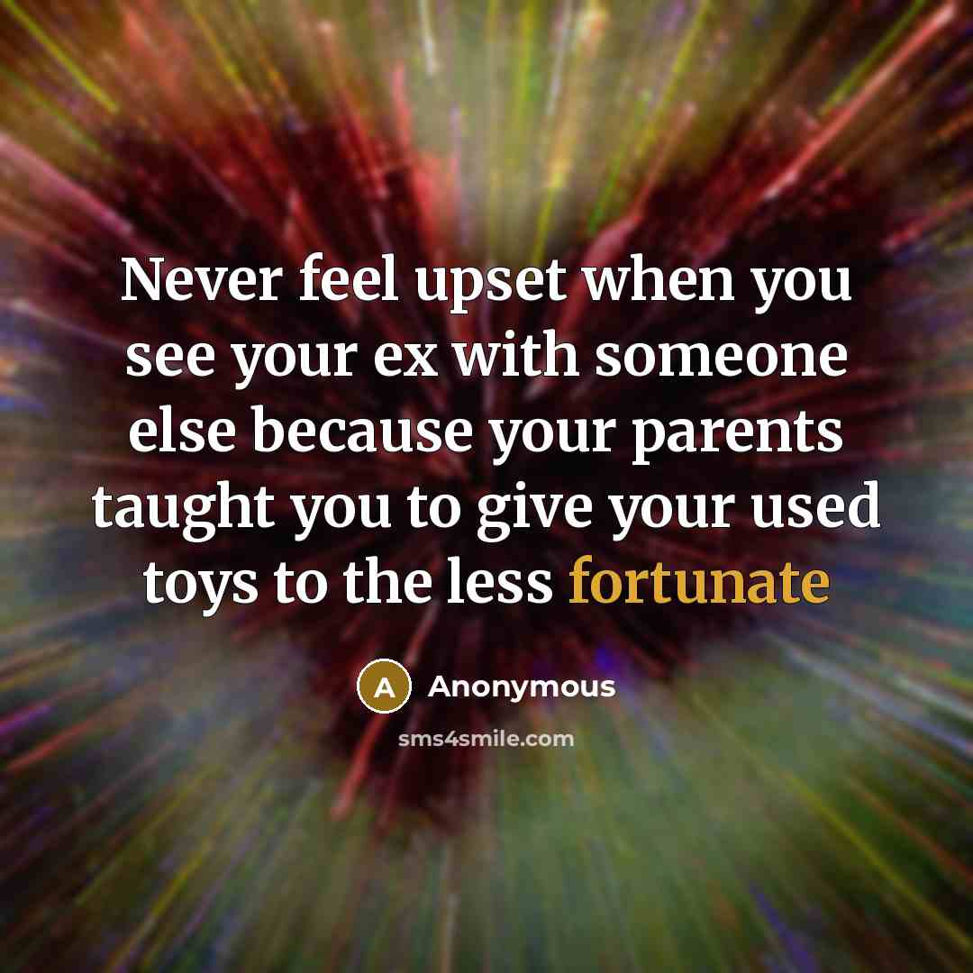 “Never feel upset when you see your ex with someone…” quote by Anonymous