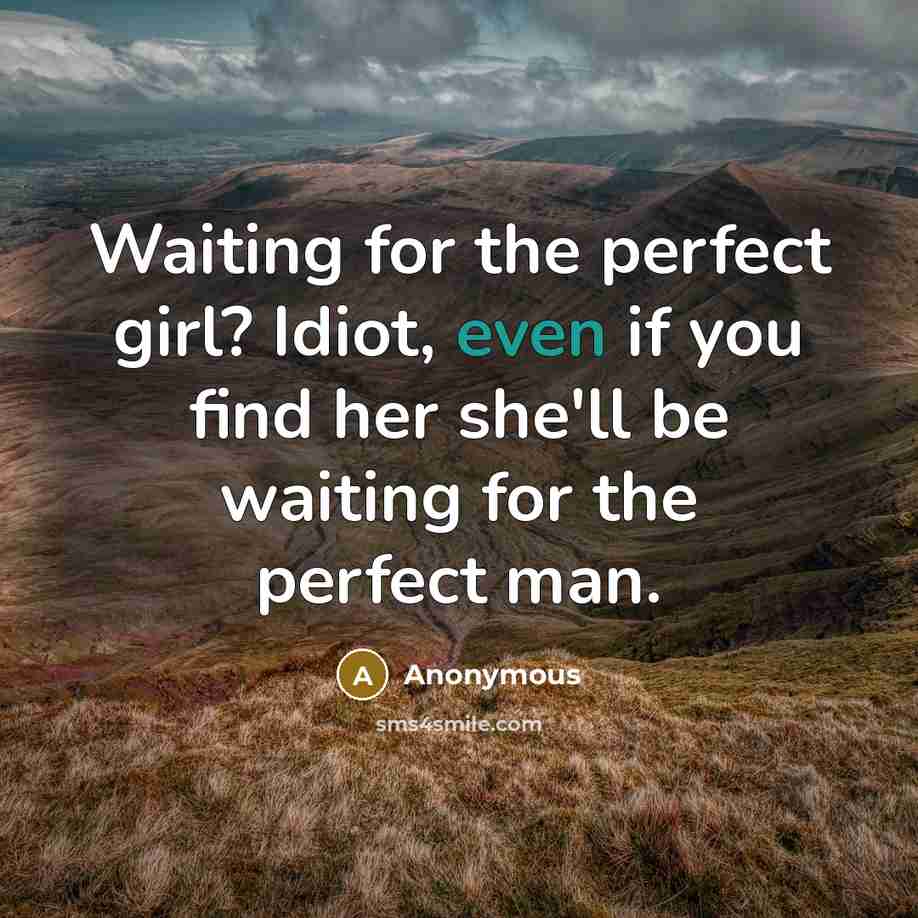 “Waiting for the perfect girl? Idiot, even if you find…” quote by Anonymous