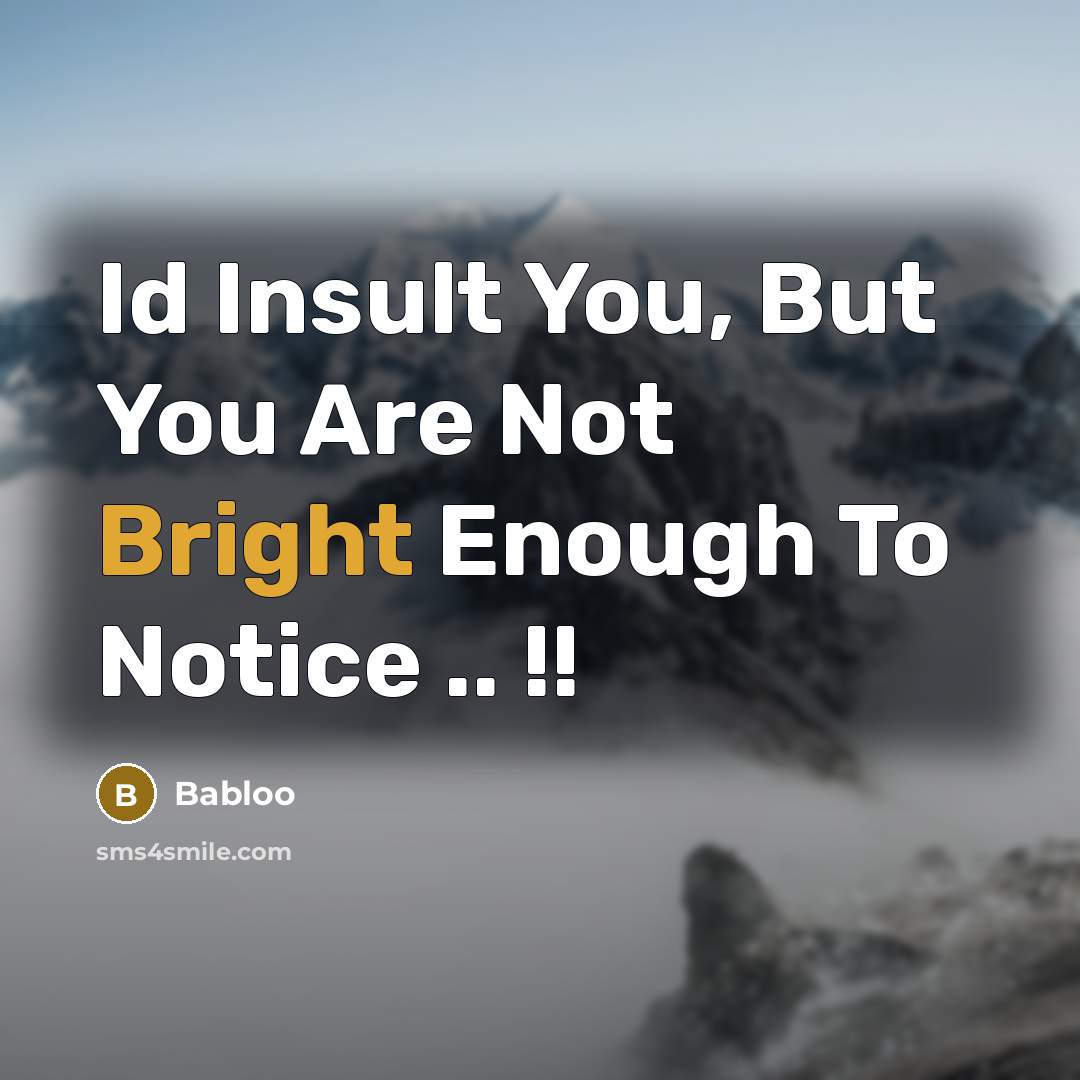“Id Insult You, But You Are Not Bright Enough To…” quote by Babloo