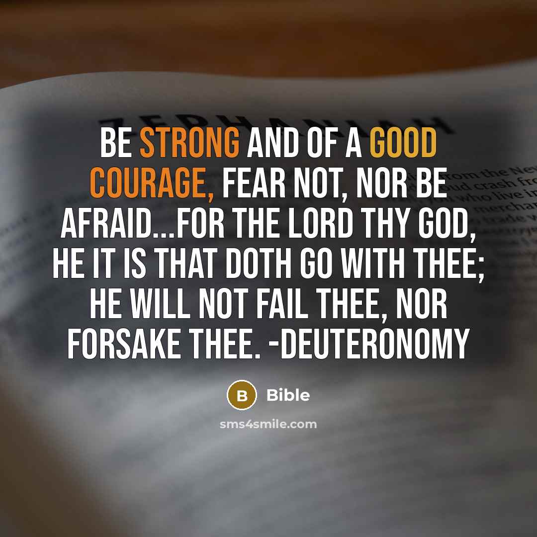 “Be strong and of a good courage, fear not, nor…” quote by Bible