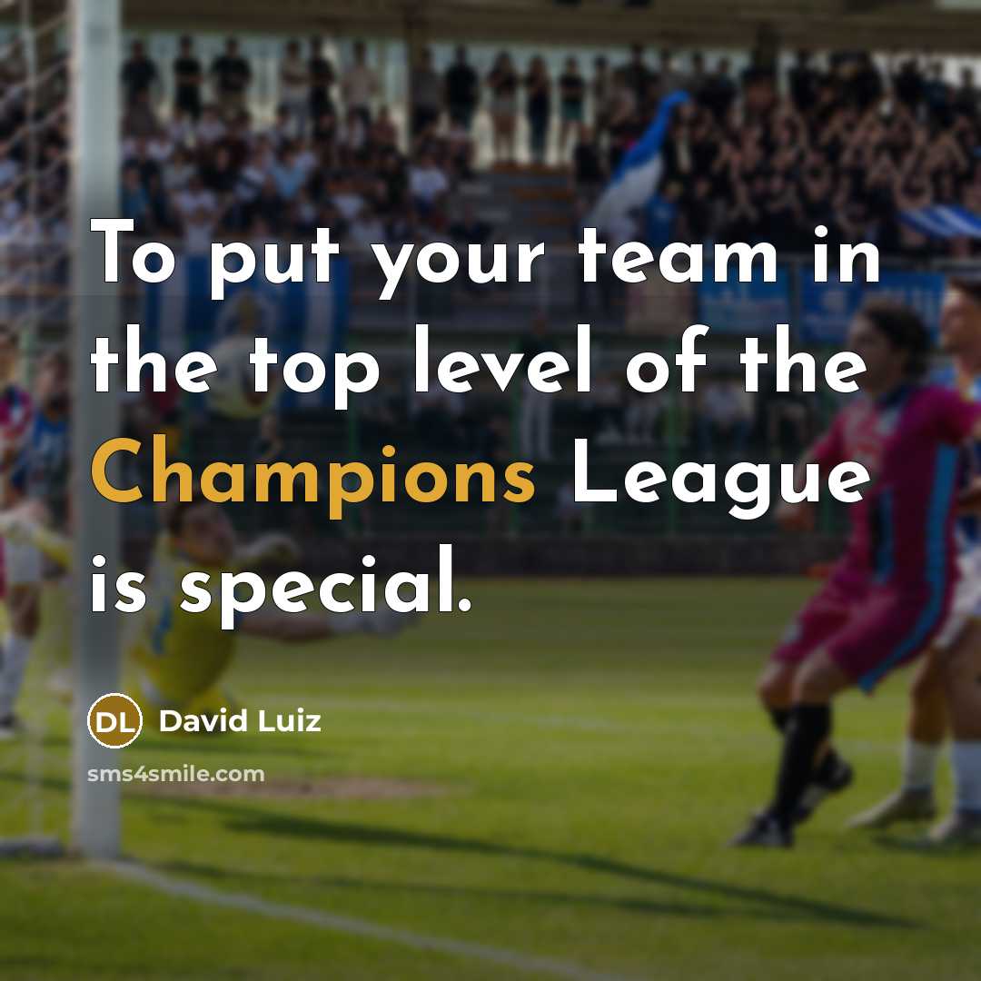 “To put your team in the top level of the Champions League is special.” quote by David Luiz
