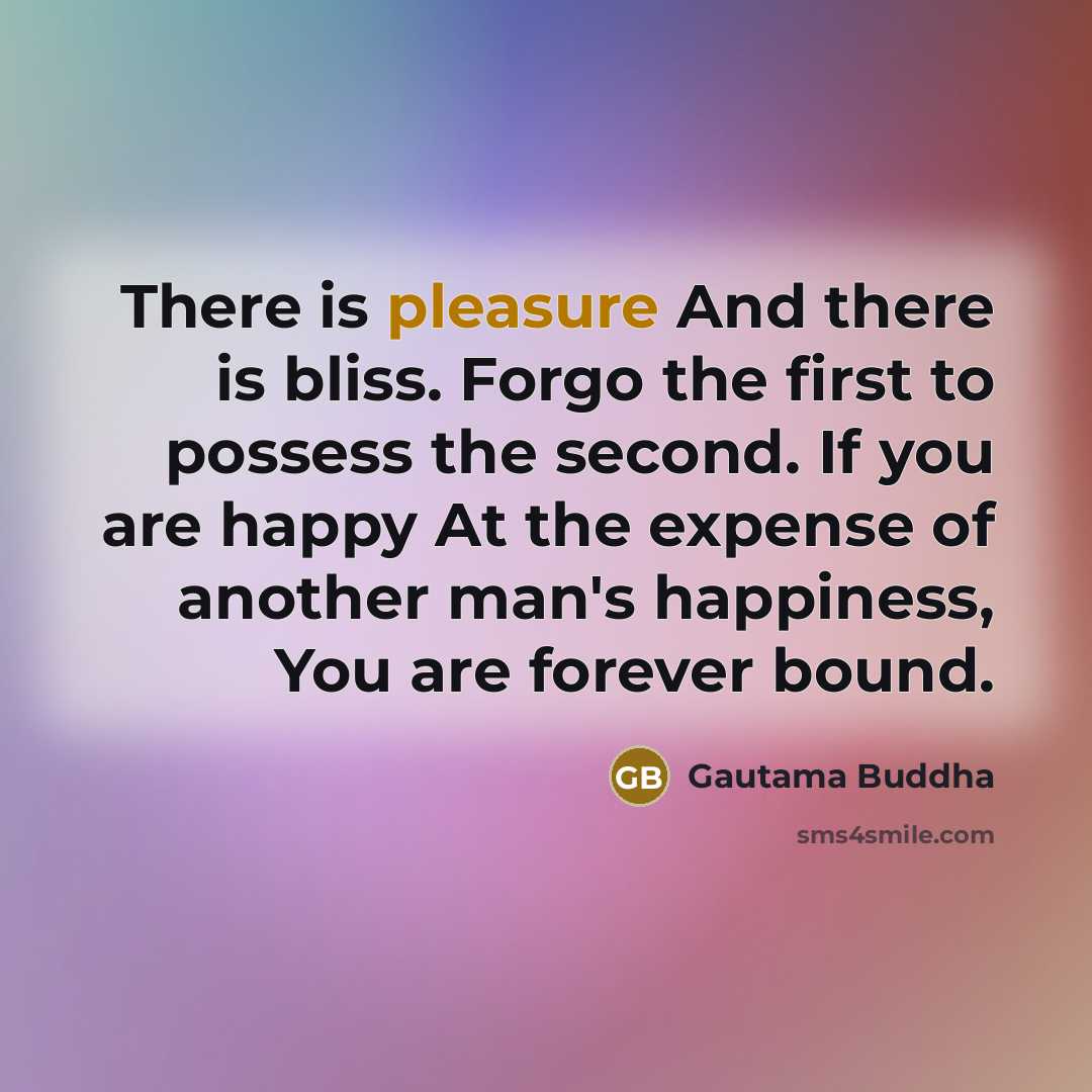 “There is pleasure And there is bliss. Forgo the first…” quote by Gautama Buddha