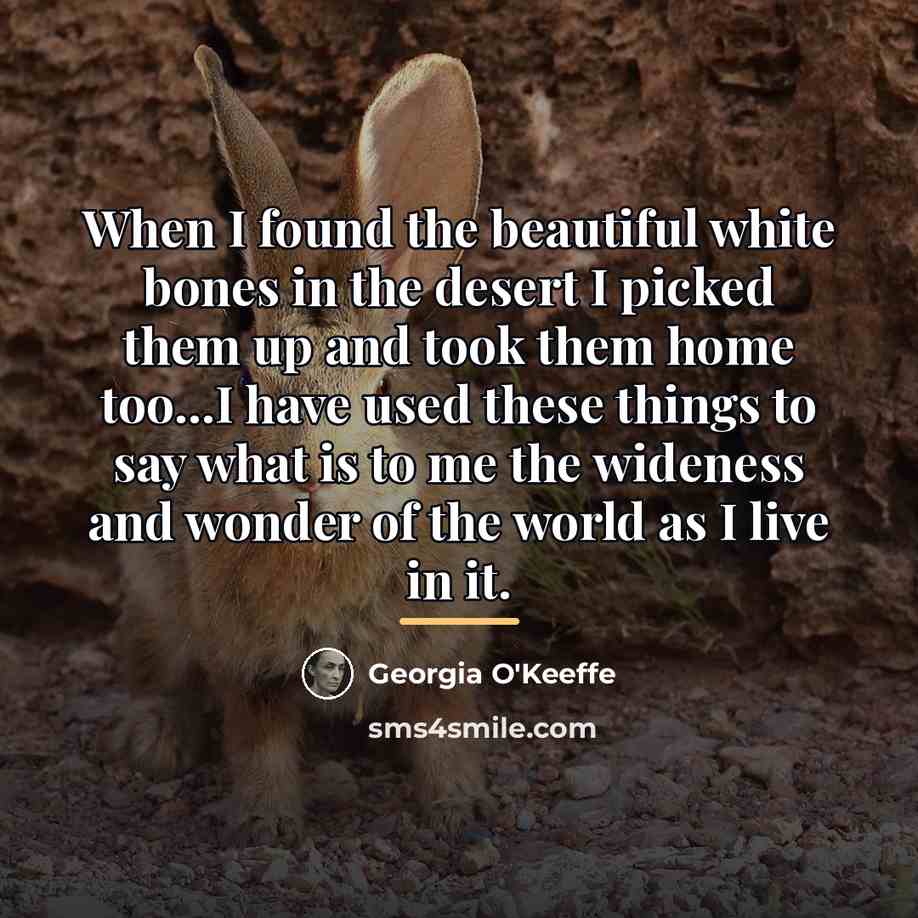 “When I found the beautiful white bones in the desert…” quote by Georgia O'Keeffe