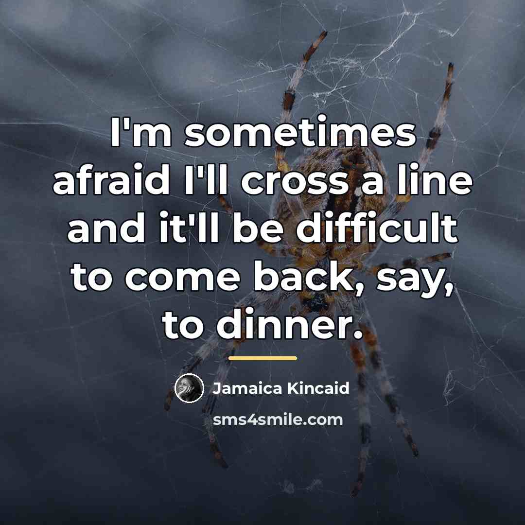 “I'm sometimes afraid I'll cross a line and it'll be…” quote by Jamaica Kincaid