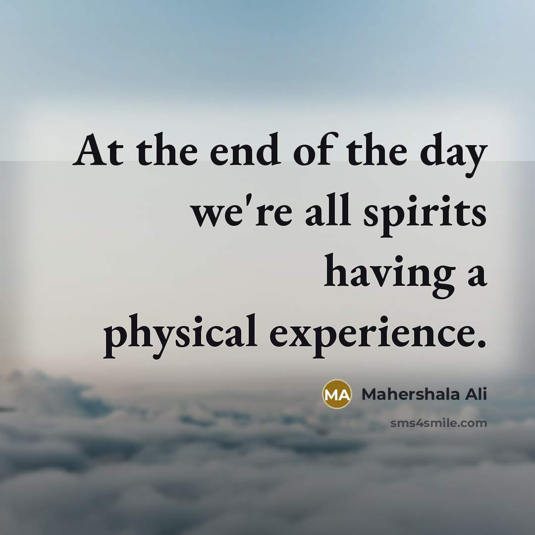 “At the end of the day we're all spirits having…” quote by Mahershala Ali