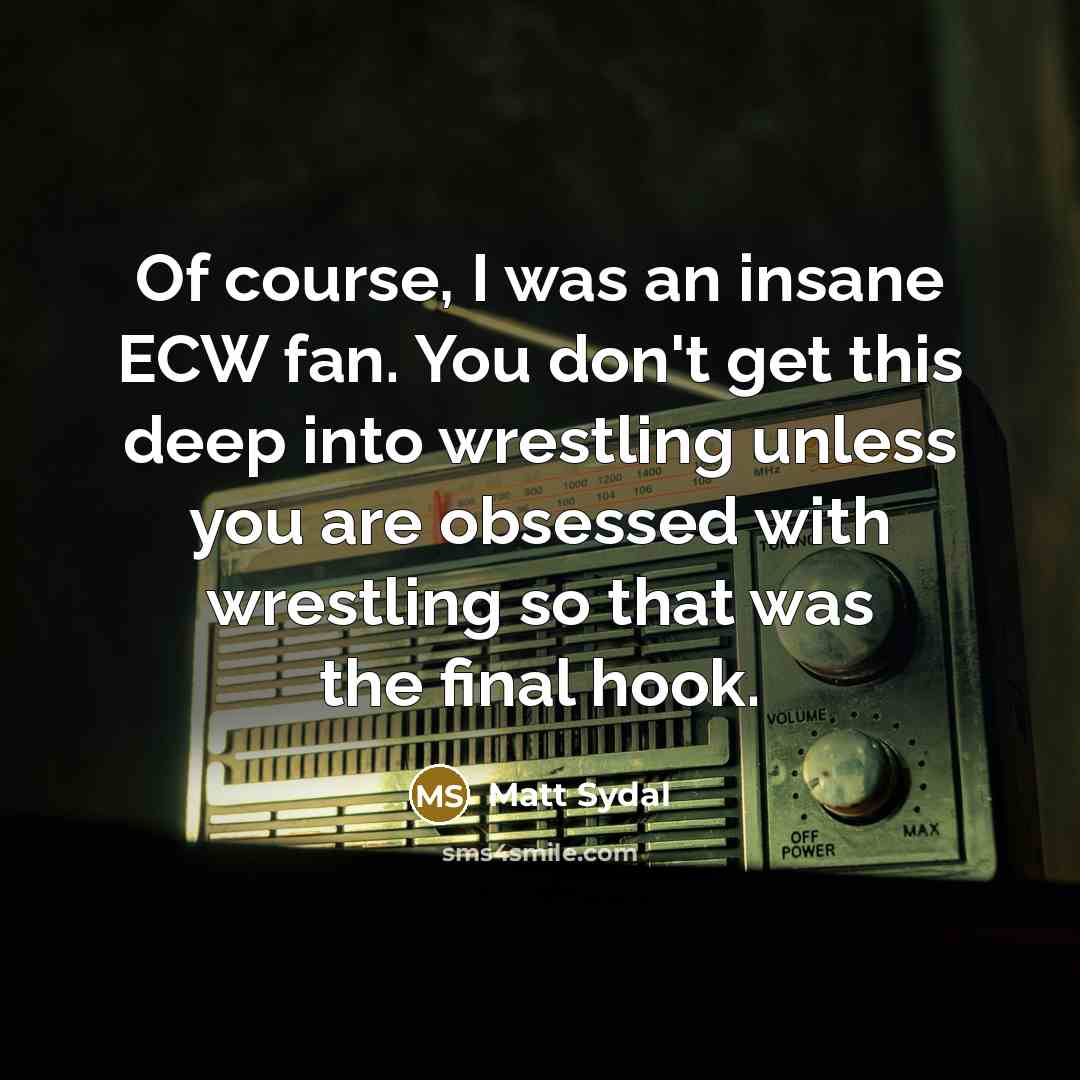“Of course, I was an insane ECW fan. You don't…” quote by Matt Sydal