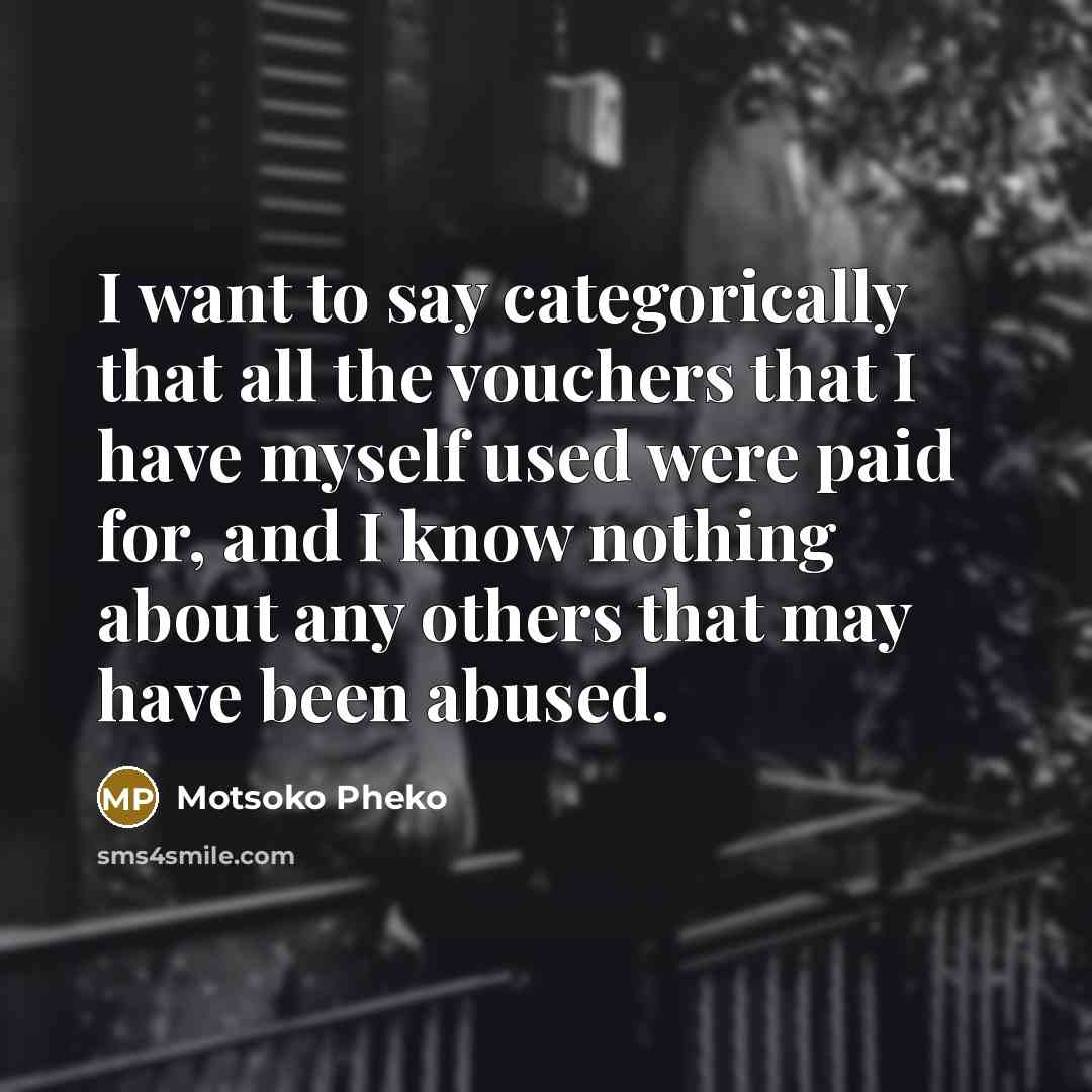 “I want to say categorically that all the vouchers that…” quote by Motsoko Pheko
