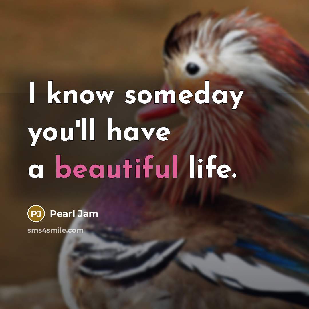 “I know someday you'll have a beautiful life.” quote by Pearl Jam