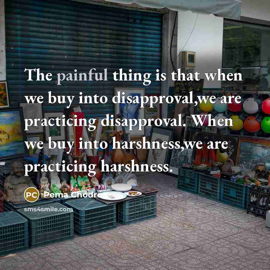 “The painful thing is that when we buy into disapproval,we…” quote by Pema Chodron
