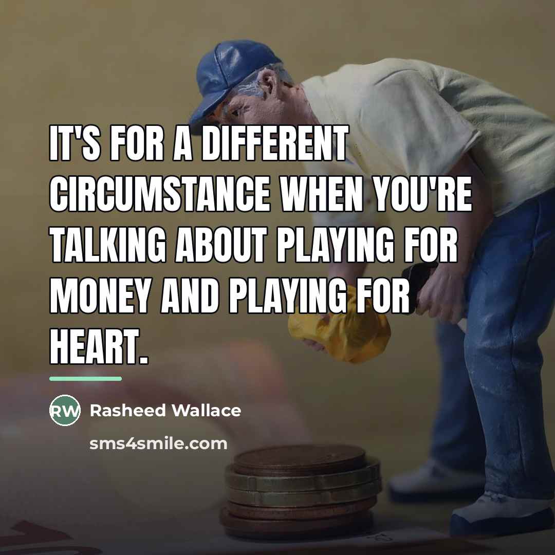 “It's for a different circumstance when you're talking about playing…” quote by Rasheed Wallace