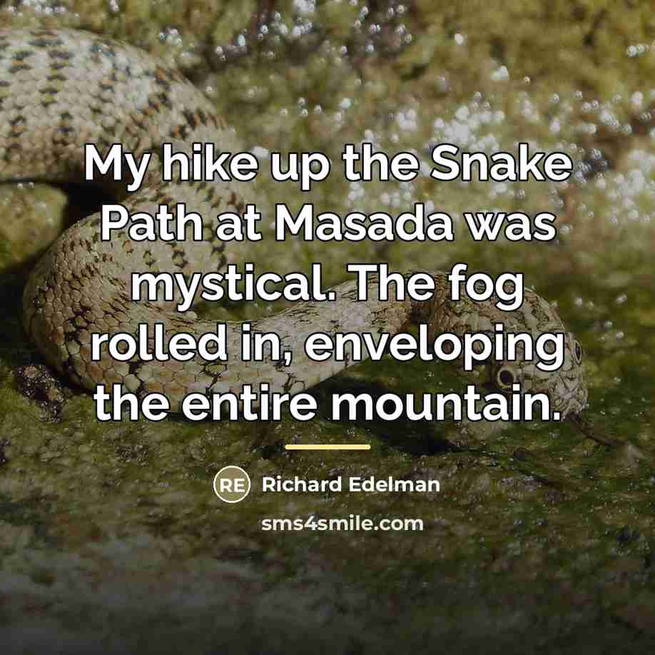 “My hike up the Snake Path at Masada was mystical.…” quote by Richard Edelman