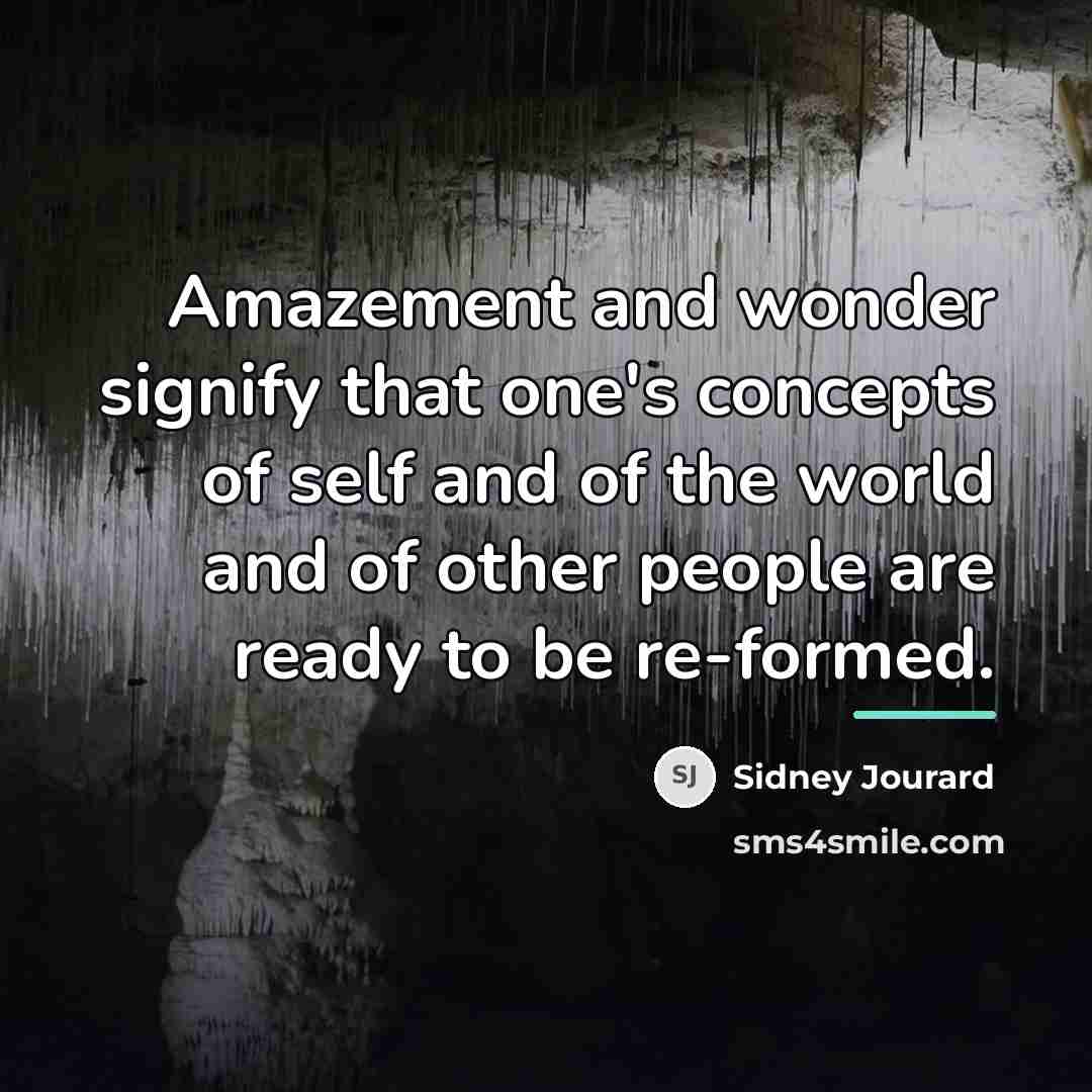 “Amazement and wonder signify that one's concepts of self and…” quote by Sidney Jourard